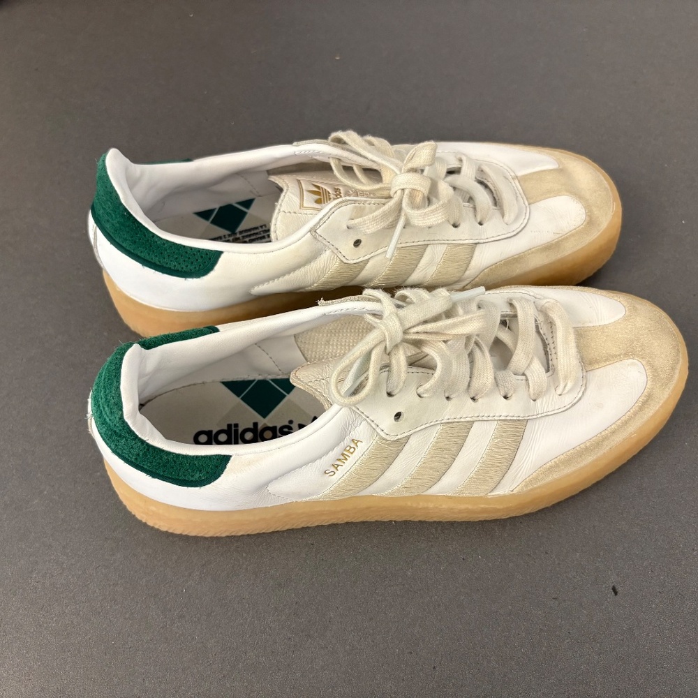 Adidas Originals Sambae Leather Womens 8.5 Sneakers 'Off White Green' IF7162 - Picture 8 of 13